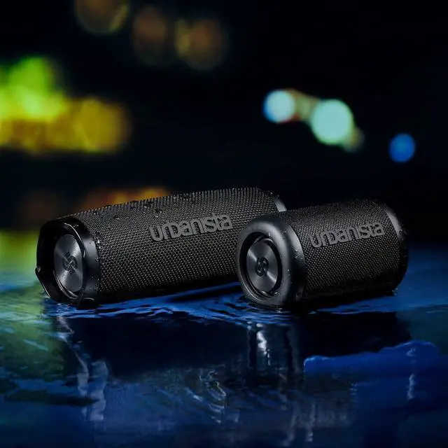 Alt view image 6 of 6 - Urbanista Wireless Bluetooth Speaker, Portable Speaker Waterproof IPX7 Rating, 18H Playtime, Button Controls, Bluetooth 5.2 Dual Pairing, Loud Speaker Stereo Sound, Outdoor Speakers, Nashville, Black