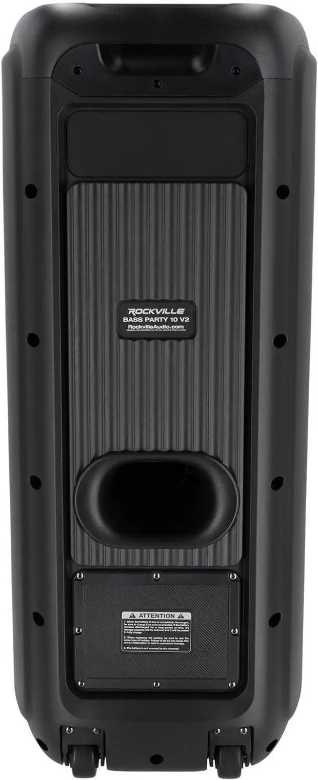 Alt view image 5 of 7 - Rockville BASS Party 10 Dual 10" 2000W Portable Bluetooth Speaker, Deep Bass, LED Lights, Long Battery Life, Perfect for Parties and Outdoor Events
