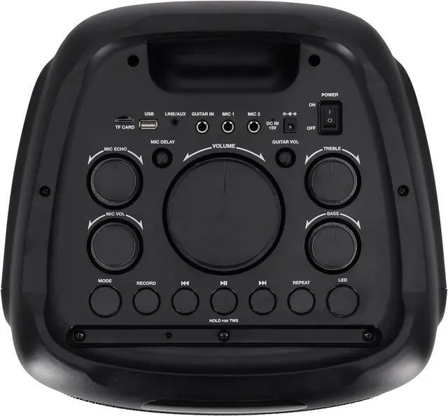 Alt view image 6 of 7 - Rockville BASS Party 10 Dual 10" 2000W Portable Bluetooth Speaker, Deep Bass, LED Lights, Long Battery Life, Perfect for Parties and Outdoor Events