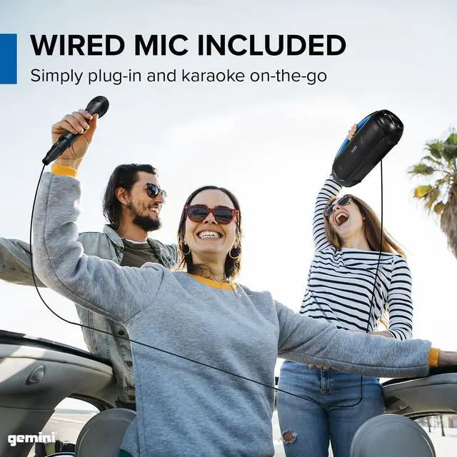 Alt view image 6 of 7 - Gemini Portable Bluetooth Boombox Speaker with Deep Bass, LED Party Lights, FM Radio, USB, Mic Input & 7-Hour Battery  Rechargeable Wireless Speaker for Travel, Gym, or Home Use (GGO-230L)