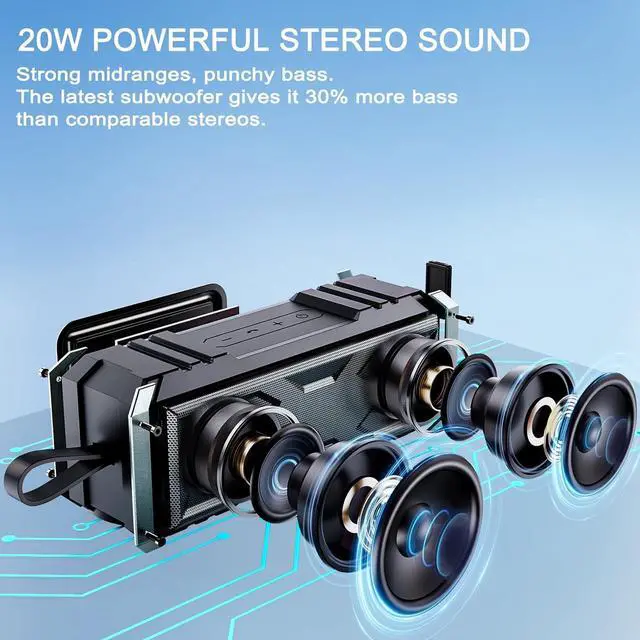 Alt view image 2 of 7 - comiso Portable Bluetooth Speaker Wireless 5.3 - Waterproof and Dustproof Bluetooth Speaker with 20W Stereo Sound, 24H Playtime Speakers Bluetoth Wireless with Deep Bass for Home/Outdoor/Beach/Travel