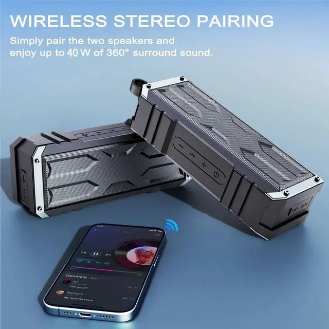 Alt view image 4 of 7 - comiso Portable Bluetooth Speaker Wireless 5.3 - Waterproof and Dustproof Bluetooth Speaker with 20W Stereo Sound, 24H Playtime Speakers Bluetoth Wireless with Deep Bass for Home/Outdoor/Beach/Travel