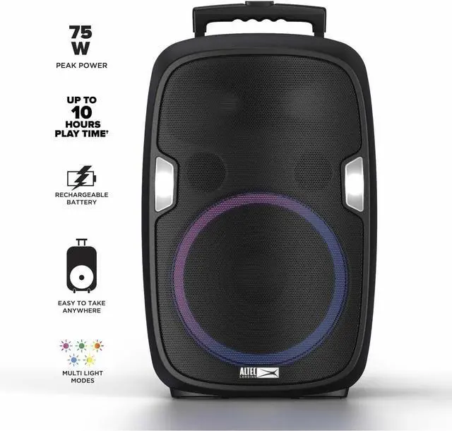 Alt view image 5 of 7 - Altec Lansing SoundRover 75 Wireless Speaker 75W Bluetooth Speaker with a Long Lasting 10 Hour Battery, 50 Foot Range, Multi LED Party Modes, True Wireless Pairing, Bonus Microphone