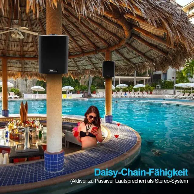 Alt view image 2 of 7 - Pyle 6.5-Inch Wall Mount Waterproof Bluetooth Speaker System  Indoor/Outdoor Audio Pair with Built-in Digital Amplifier, Weather-Resistant Housing, High-Power Sound, Easy Installation (Black)