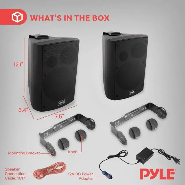 Alt view image 3 of 7 - Pyle 6.5-Inch Wall Mount Waterproof Bluetooth Speaker System  Indoor/Outdoor Audio Pair with Built-in Digital Amplifier, Weather-Resistant Housing, High-Power Sound, Easy Installation (Black)