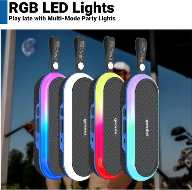 Alt view image 2 of 6 - Gemini BEATGRIP Magnetic Bluetooth Speaker  Rechargeable, Mini Wireless Speaker with 12H Battery, LED Lights, IPX6 Waterproof, Strong Magnet for Golf Carts, Travel & Outdoor Adventures