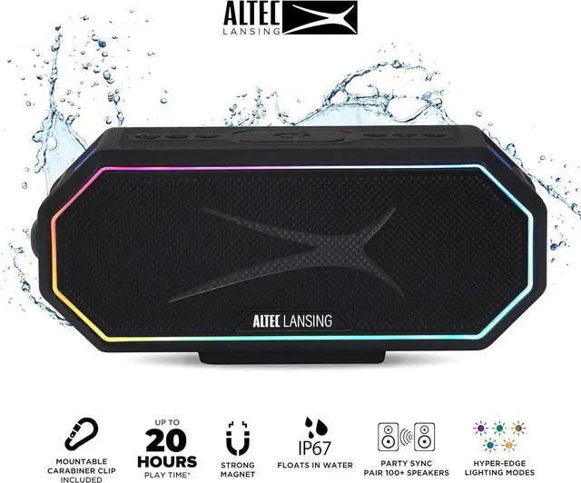 Alt view image 2 of 7 - Altec Lansing Loud Portable Speakers Bluetooth Wireless Waterproof - MultiColor LED, 20 Hour Playtime, Mount Included | HydraBLAST 2.0 Magnetic Bluetooth Speaker for Travel, Home and Outdoor Adventure