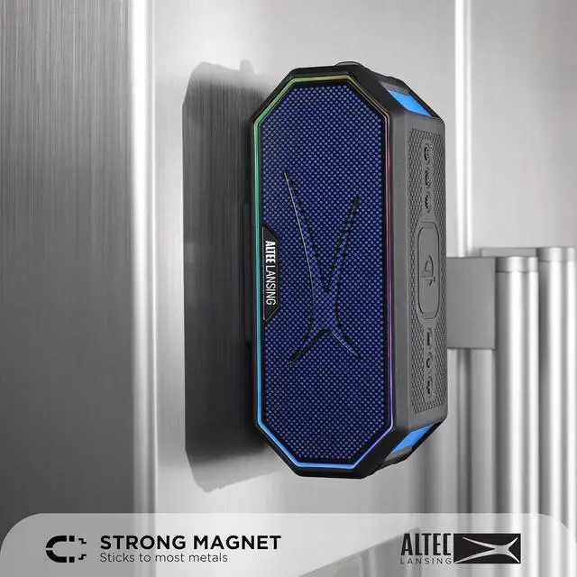 Alt view image 3 of 7 - Altec Lansing Loud Portable Speakers Bluetooth Wireless Waterproof - MultiColor LED, 20 Hour Playtime, Mount Included | HydraBLAST 2.0 Magnetic Bluetooth Speaker for Travel, Home and Outdoor Adventure