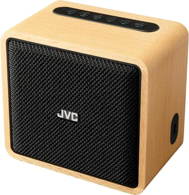 Main image of JVC Wireless Bluetooth Speaker - Retro Portable Speaker with Genuine Wood Design, Palm-Sized, Great for Travel, Home, Office or Outdoor Use - Up to 12 Hr Battery - Rich Sound, USB-C and Aux Input
