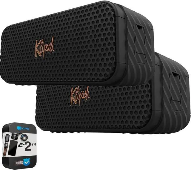 Main image of Klipsch Nashville Portable Bluetooth Speaker, IP67 Waterproof, 24h Playtime (Pair) Bundle with 2 Year Enhanced Protection Pack