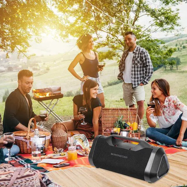 Alt view image 6 of 7 - Monster Bluetooth Boombox: IPX5 Rechargeable Waterproof Bluetooth Speaker with USB Charge Out & Aux Input, 120W Portable Wireless Speaker