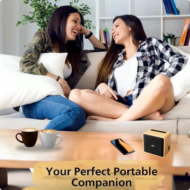 Alt view image 7 of 7 - JVC Wireless Bluetooth Speaker - Retro Portable Speaker with Genuine Wood Design, Palm-Sized, Great for Travel, Home, Office or Outdoor Use - Up to 12 Hr Battery - Rich Sound, USB-C and Aux Input