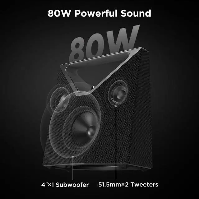 Alt view image 3 of 7 - BUGANI Bluetooth Speaker Loud 80W,Waterproof Large Bluetooth Speaker Subwoofer Hi-Res Audio, 12H Playtime Party Outdoor Speakers for Camping,Beach, Gray