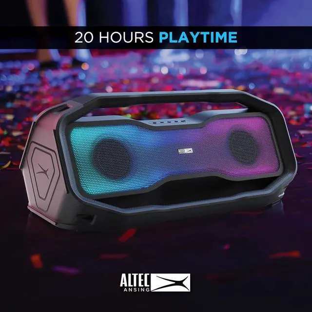 Alt view image 4 of 7 - Altec Lansing Rockbox XL 2.0 Portable Bluetooth Wireless Speakers with Led Lights, IP67 Waterproof and Durable for Outdoor, 20 Hours Battery with App Control