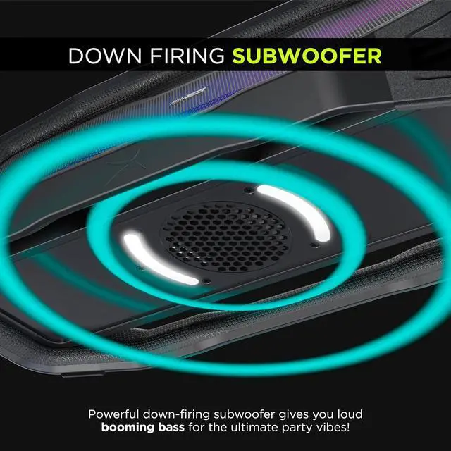 Alt view image 5 of 7 - Altec Lansing Rockbox XL 2.0 Portable Bluetooth Wireless Speakers with Led Lights, IP67 Waterproof and Durable for Outdoor, 20 Hours Battery with App Control
