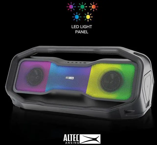 Alt view image 6 of 7 - Altec Lansing Rockbox XL 2.0 Portable Bluetooth Wireless Speakers with Led Lights, IP67 Waterproof and Durable for Outdoor, 20 Hours Battery with App Control