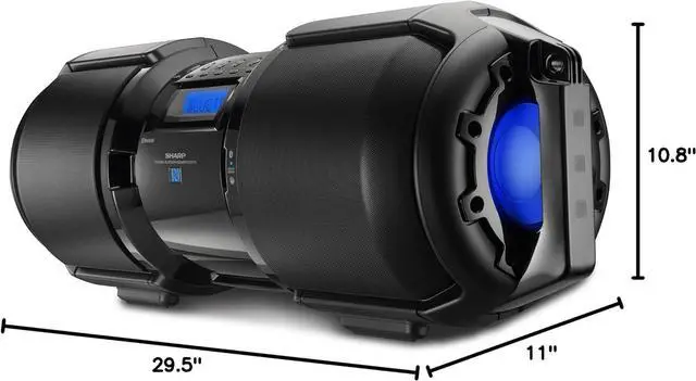 Alt view image 6 of 6 - Sharp GX-BT9X Large Portable Bluetooth BoomBox Speaker,Matte Black