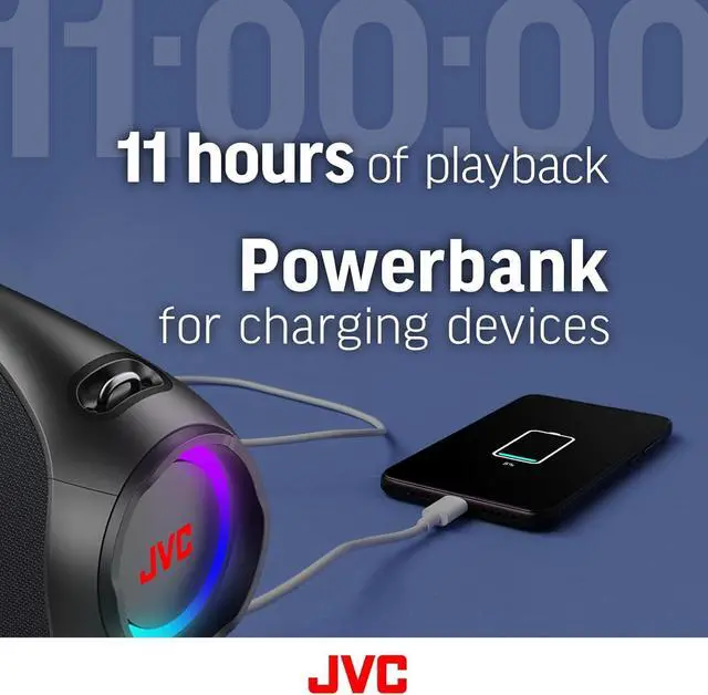 Alt view image 5 of 7 - JVC Portable Wireless Bluetooth Speaker - 120W with Dual Woofer Deep Bass, RGB Lighting, Indoor/Outdoor Boombox, Bluetooth 5.3, IPX6 Water Resistant, USB-C, 11-Hr Playtime, 2 Sound Modes - SP-PA15BT