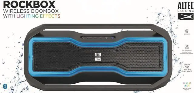 Alt view image 2 of 7 - Altec Lansing RockBox - Waterproof, Wireless, Bluetooth Speaker, Floating, IP67, Portable Speaker, Strong Bass, Rich Stereo System, Microphone, 100 ft Range, Lightweight, 12-Hour Battery, LED Lights