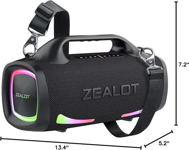Alt view image 7 of 7 - ZEALOT Bluetooth Speaker, 110W Peak(100W) Booming Sound Speakers Wireless, Dual Pairing, XBass, Bluetooth 5.3, 24000mAh Power Bank, Portable Outdoor Waterproof Speaker for Camping, Beach and Party