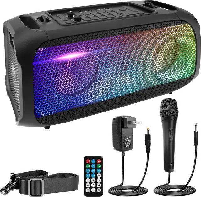 Main image of Pyle Wireless BT Portable Boombox Speaker - 600W Rechargeable Speaker, Portable Barrel Loud Stereo System - DJ Sound Effects, Flashing LED, FM/Aux/MP3/USB/SD/1/4 in, Includes Microphone PPHP265DJB