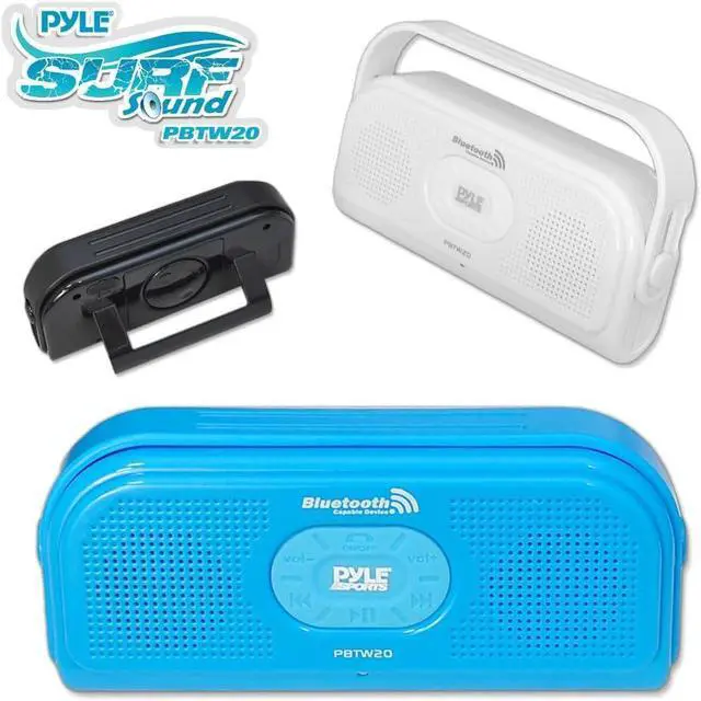 Alt view image 4 of 6 - Pyle Portable IPX7 Waterproof Shower Speaker - Outdoor Wireless Bluetooth Compatible Battery Powered Mini Loud Sound Speaker System w/ AUX, DC 5V USB - Mp3 Android iPod iPhone Laptop PBTW20BL (Blue)