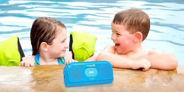 Alt view image 6 of 6 - Pyle Portable IPX7 Waterproof Shower Speaker - Outdoor Wireless Bluetooth Compatible Battery Powered Mini Loud Sound Speaker System w/ AUX, DC 5V USB - Mp3 Android iPod iPhone Laptop PBTW20BL (Blue)