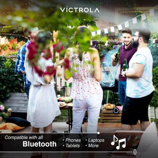 Alt view image 6 of 7 - Victrola Outdoor Rock Speaker (Pair)  IPX4 Rechargeable Outdoor Bluetooth Speakers for Garden, Patio, Built for All Seasons, Wireless Music Streaming (Charcoal)