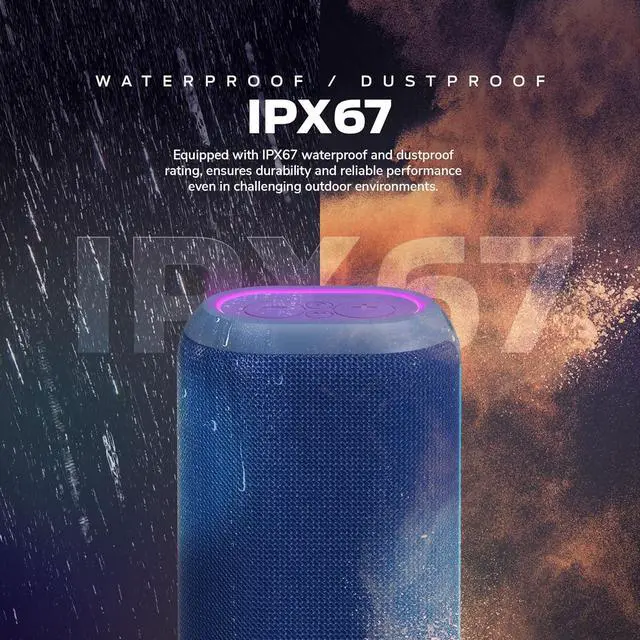 Alt view image 2 of 7 - Monster DNA One Portable Bluetooth Speaker, Loud Portable Speaker with 360 Bass Sound and 10W Qi Certified Wireless Charging Pad, IP67 Waterproof- for Travel, Indoor and Outdoor Use