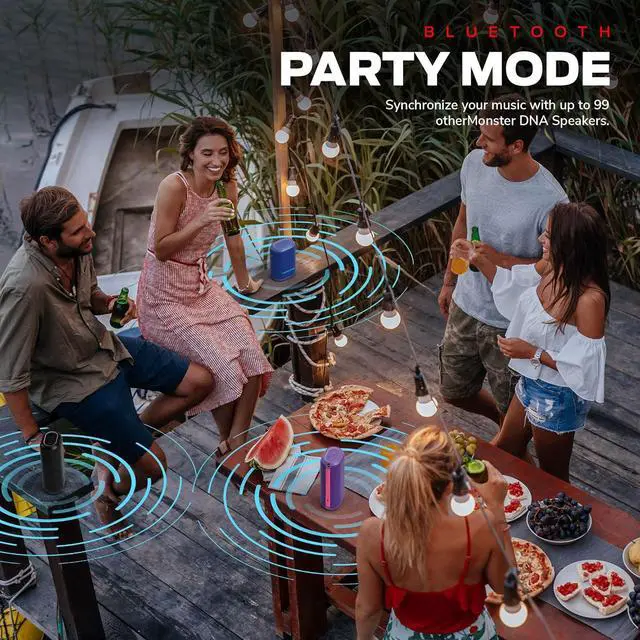 Alt view image 5 of 7 - Monster DNA One Portable Bluetooth Speaker, Loud Portable Speaker with 360 Bass Sound and 10W Qi Certified Wireless Charging Pad, IP67 Waterproof- for Travel, Indoor and Outdoor Use