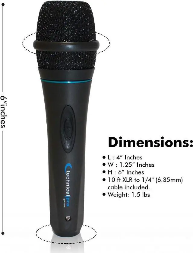 Alt view image 6 of 7 - Technical Pro (Pack of 2) 8 Inch Portable 500 W Bluetooth Speaker,w/Woofer & Tweeter and Professional Portable Microphone with Digital Processing, XLR to 1/4", Black Karaoke DJ Wired Microphone