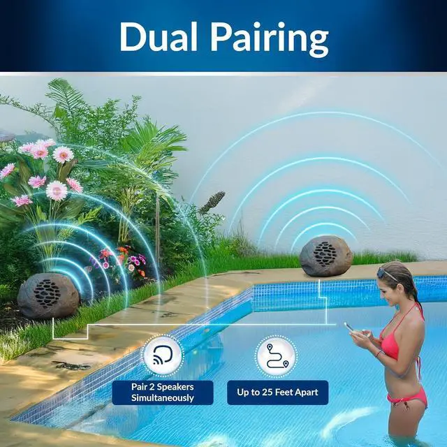 Alt view image 5 of 7 - Alpine Corporation Weather-resistant Bluetooth Solar-Powered Outdoor Wireless Rock Speaker - Set of 2