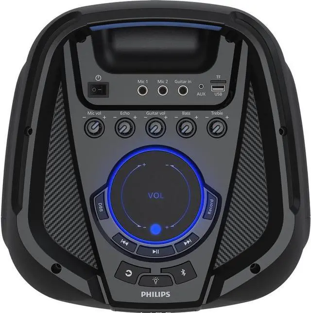 Alt view image 4 of 7 - PHILIPS Bluetooth Party Speaker - Powerful Bass, Loud Speakers, LED Lights, FM Radio, USB, TWS Portable Party Speakers Bluetooth Wireless, Karaoke Mic and Guitar Inputs
