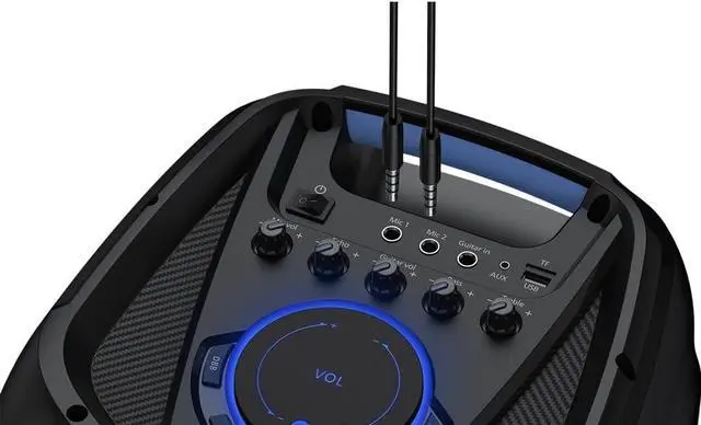 Alt view image 5 of 7 - PHILIPS Bluetooth Party Speaker - Powerful Bass, Loud Speakers, LED Lights, FM Radio, USB, TWS Portable Party Speakers Bluetooth Wireless, Karaoke Mic and Guitar Inputs