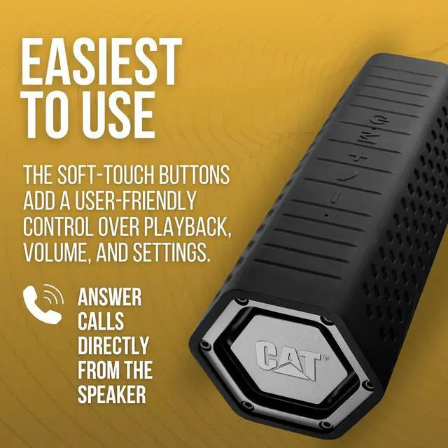 Alt view image 5 of 5 - CAT Portable WORKSITE Bluetooth Speakers - Rugged, Heavy Duty Work Speaker with Wireless - Shock Proof, Dust Proof, Water Resistant, Temperature Resistant Jobsite Speaker