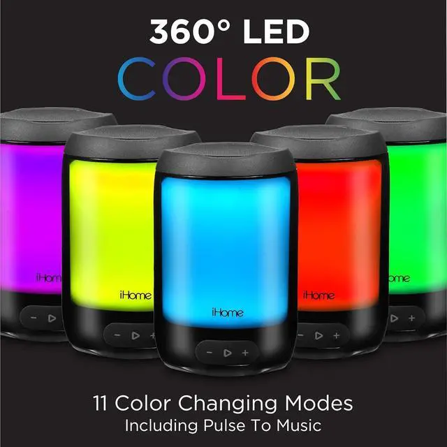 Alt view image 3 of 6 - iHome Waterproof Bluetooth Speaker with 25 Hour Mega Battery, Color Changing Rechargeable and Portable Outdoor Speaker (iBT840BZ)