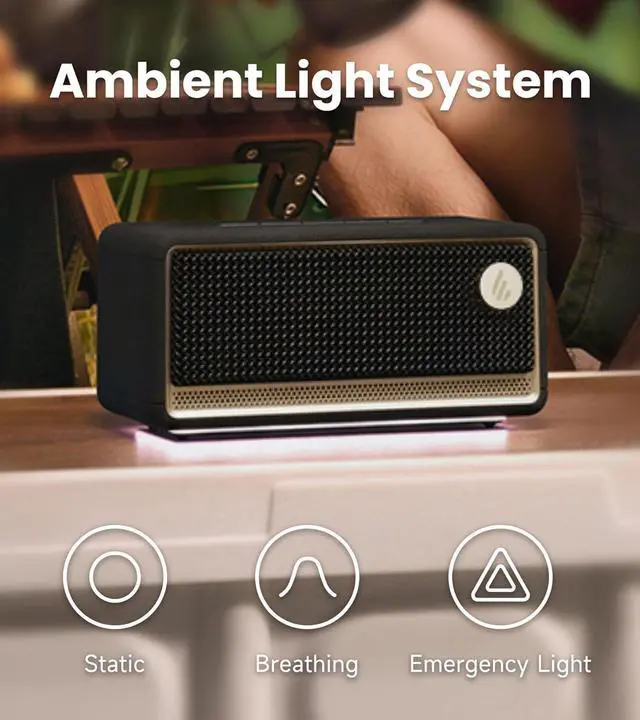 Alt view image 4 of 7 - Edifier Bluetooth Speaker, Portable with Stereo Pairing, IP66 Dustproof & Waterproof 9H Playtime BT5.4 34W RMS Dual Device Connection Ambient Light for Home Party Outdoor Beach  Black