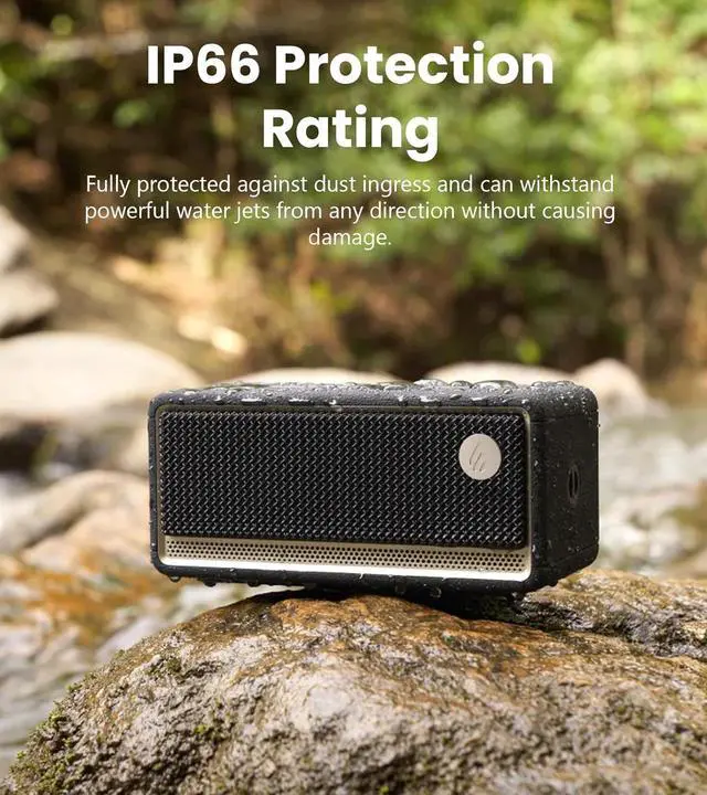 Alt view image 5 of 7 - Edifier Bluetooth Speaker, Portable with Stereo Pairing, IP66 Dustproof & Waterproof 9H Playtime BT5.4 34W RMS Dual Device Connection Ambient Light for Home Party Outdoor Beach  Black