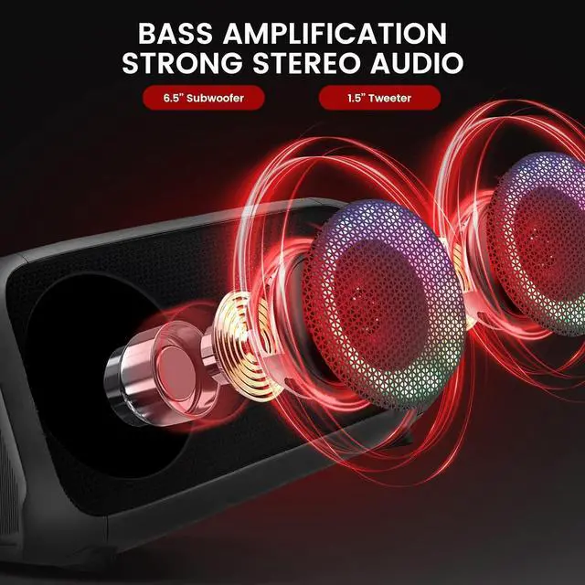 Alt view image 2 of 7 - Pyle Wireless Portable Bluetooth Boombox Speaker - 500W Rechargeable Boom Box Speaker Portable Barrel Loud Stereo System - Flashing LED, FM Radio/Aux/MP3/USB Flash Drive/Micro SD, & 1/4 in -PPHP652B