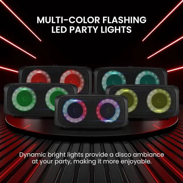Alt view image 4 of 7 - Pyle Wireless Portable Bluetooth Boombox Speaker - 500W Rechargeable Boom Box Speaker Portable Barrel Loud Stereo System - Flashing LED, FM Radio/Aux/MP3/USB Flash Drive/Micro SD, & 1/4 in -PPHP652B