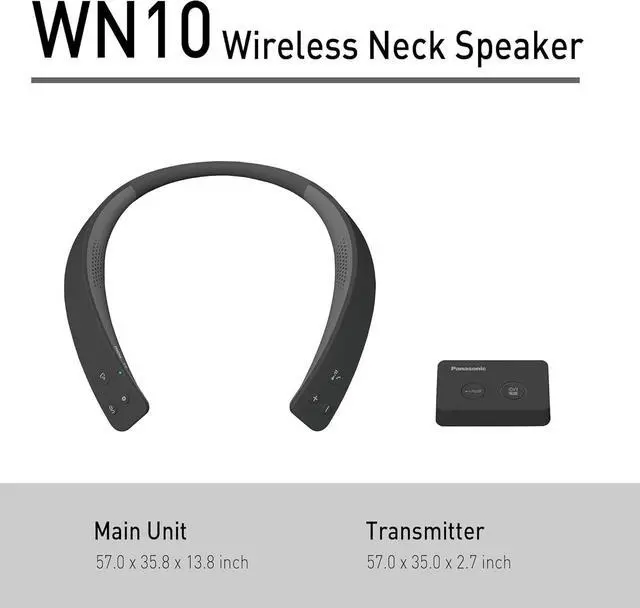 Alt view image 3 of 7 - Panasonic WN10 Wireless Wearable TV Neck Speaker with Easy Set Up, Bluetooth, Connect to Two Devices, Built-in Microphone for Hands-Free Calling, Splashproof with IPX4 - SC-WN10PP-K