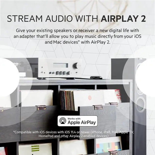 Alt view image 3 of 7 - Belkin SoundForm Connect AirPlay 2 Adapter & Airplay 2 Receiver - Wireless Streaming for Apple Devices to Bluetooth Speakers - Optical & 3.5mm Speaker Inputs for iPhone 15, 14, MacBook Pro, & More