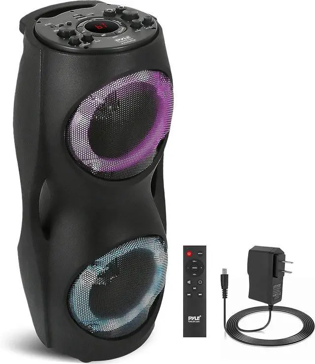 Main image of Pyle Portable Bluetooth PA Speaker System - 800W Indoor/Outdoor Bluetooth Speaker Portable System w/TWS, Recorder, Microphone in, Party Lights, USB SD Card Reader, FM Radio, Carry Handle PPHP62LB
