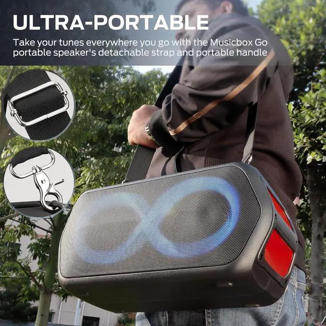 Alt view image 6 of 6 - Monster Musicbox Go Bluetooth Speaker,120W Peak High Power Outdoor Speakers, Large Portable Waterproof Bluetooth Speakers with 7 Lighting Effects, Subwoofer/Deep Bass/DSP/Stereo Pairing/EQ/32H