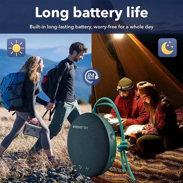 Alt view image 6 of 7 - Monster Bluetooth Speaker, IPX8 Shower Speaker Waterproof, Bluetooth 5.4 with Loud HD Sound and Robust Bass, Extra Long Playtime Punchy, for Home, Beaches Portable Wireless Outdoor Speakers