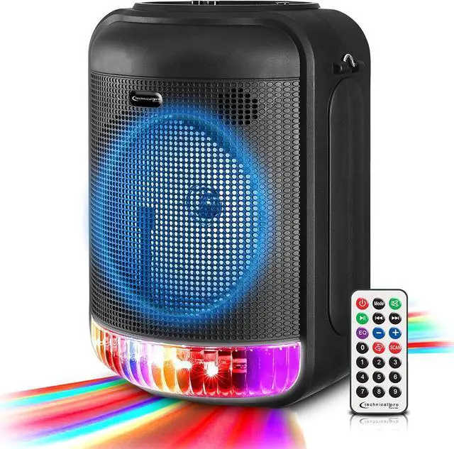 Main image of Technical Pro LIT8 Portable 8" Bluetooth LED Party Speaker w/Strap+Wireless Link