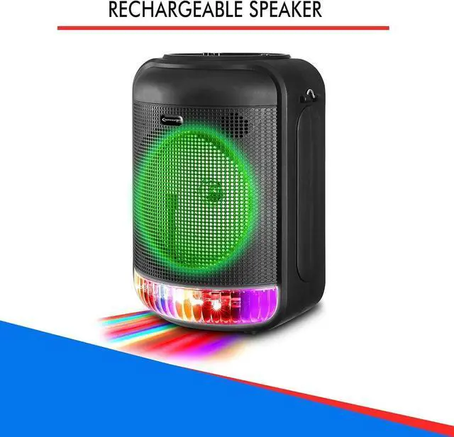 Alt view image 3 of 7 - Technical Pro LIT8 Portable 8" Bluetooth LED Party Speaker w/Strap+Wireless Link
