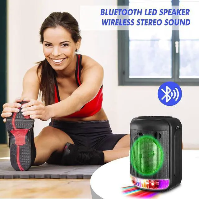 Alt view image 5 of 7 - Technical Pro LIT8 Portable 8" Bluetooth LED Party Speaker w/Strap+Wireless Link