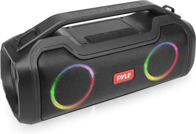 Main image of Pyle Wireless Portable Bluetooth Boombox Speaker - 40W 2Ch Waterproof Rechargeable Speaker Loud Stereo System w/Google Assistant/Siri Voice Control, TWS Function, Micro SD, RGB Lights