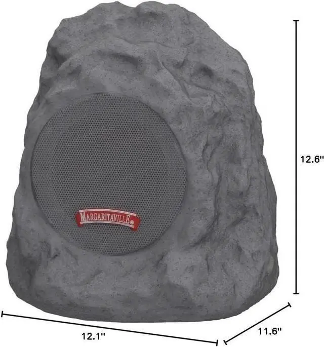 Alt view image 7 of 7 - Margaritaville On The Rock Outdoor Bluetooth Wireless Speaker | Durable Bluetooth Speakers, Fantastic Yard or Patio Decor, IPX-4 Waterproof Rated, Granite Grey (Two Pack)